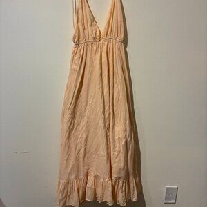 Loup Charmant 100% Cotton Light Pink Flowy Halter Midi Dress - Women's XS